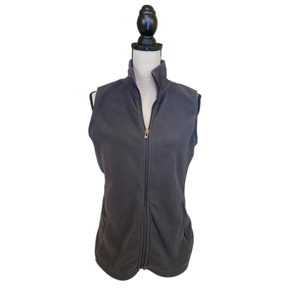 Fresh Womens Gray Fleece Vest Small Full-Zip Pockets Athletic - Picture 1 of 10